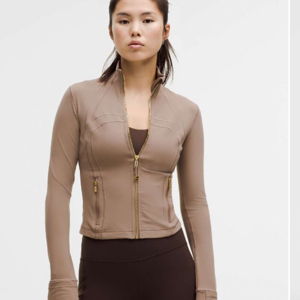 Taupetastic gold zipper define nulu jacket